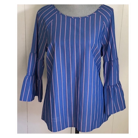 NWOT. Como Vintage Blue Striped Top - Picture 2 of 4